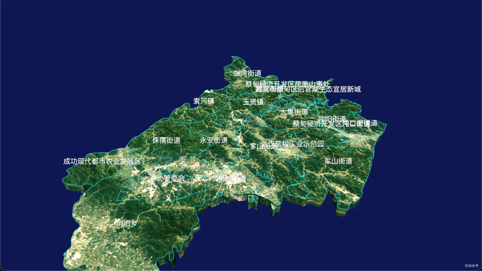 echarts 武汉市蔡甸区geoJson地图3d地图自定义贴图-绿色地面